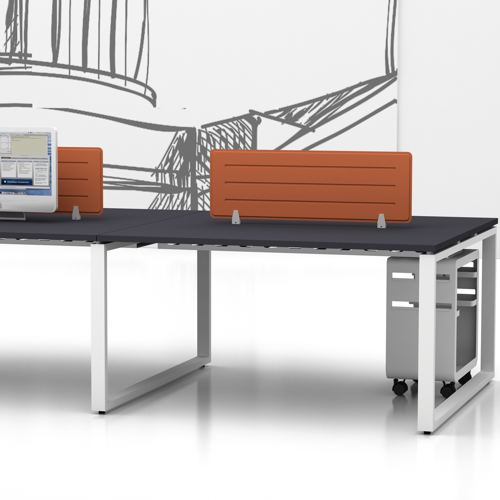 Écran de poste de travail acoustique monté sur bureau 