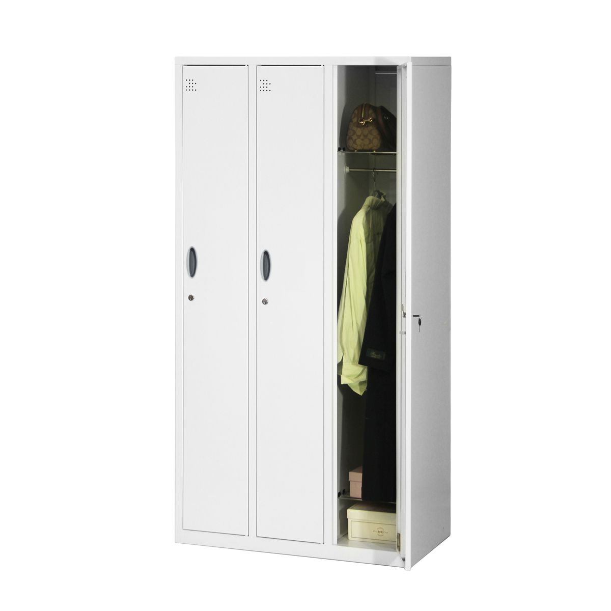 Armoire Athletic 3 portes en métal avec trous d'aération 