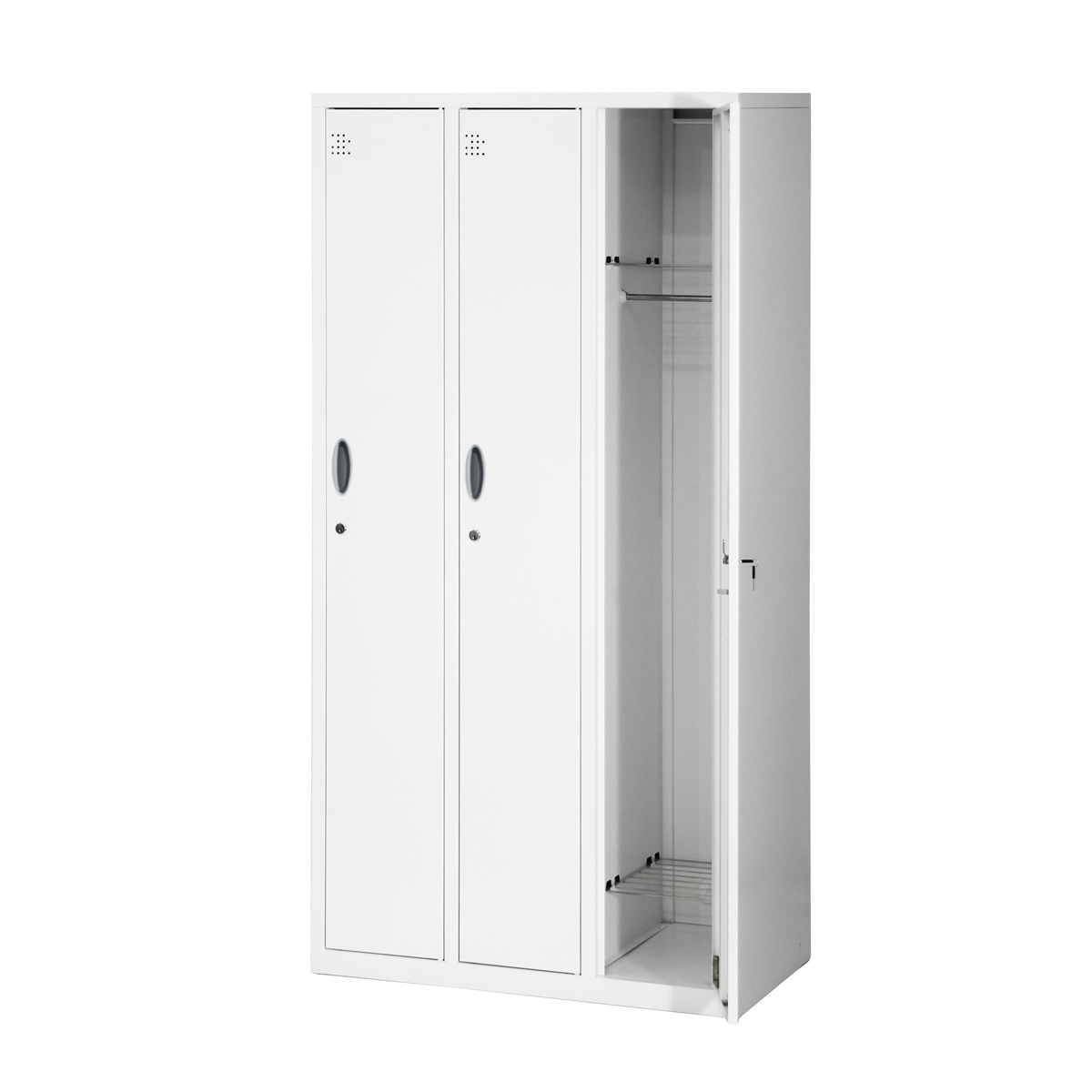 Armoire Athletic 3 portes en métal avec trous d'aération 